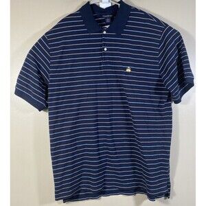 BROOKS BROTHERS 1818 Polo Shirt Men XXL Stripe  Blue White Performance Knit